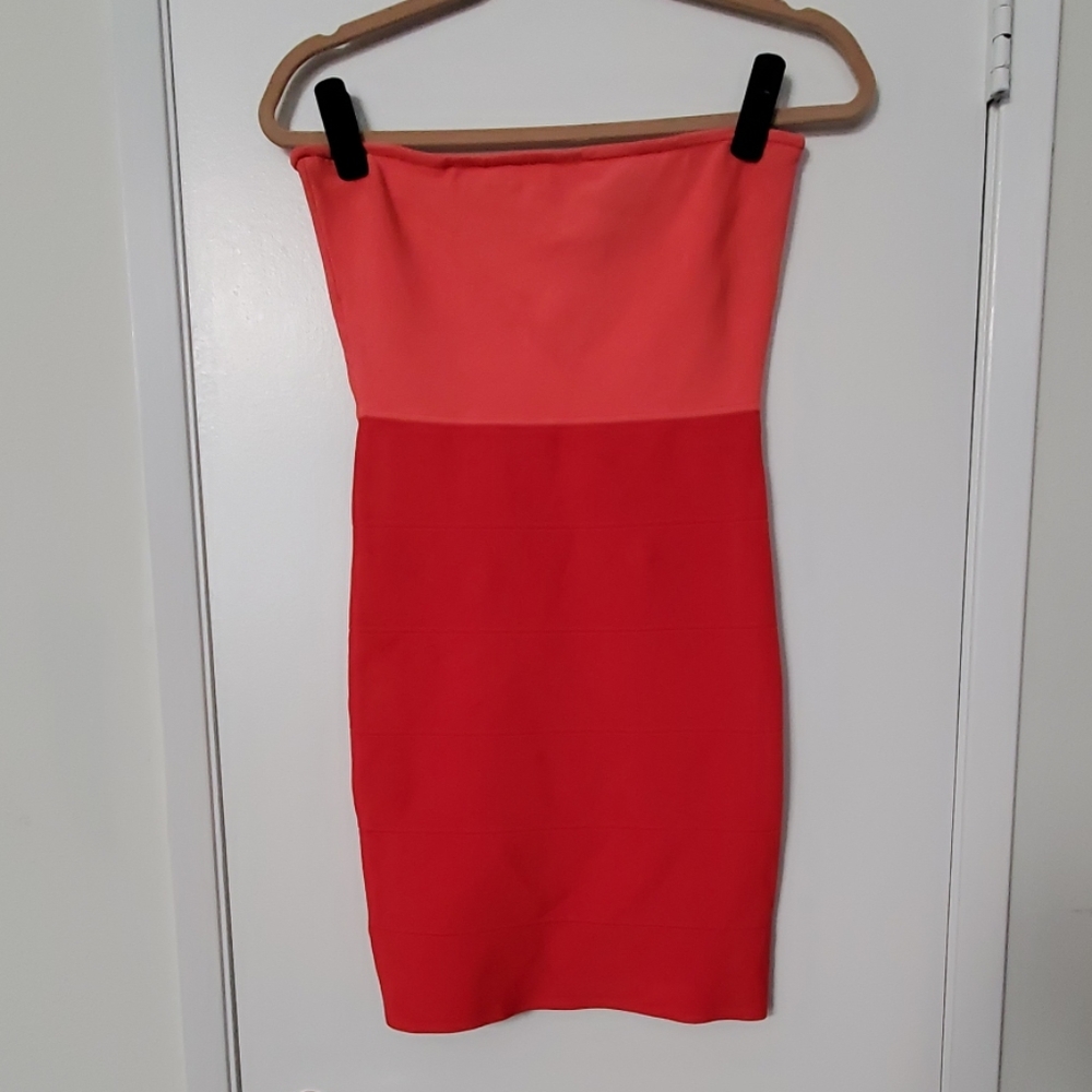 BCBG Coral Fitted Strapless Dress